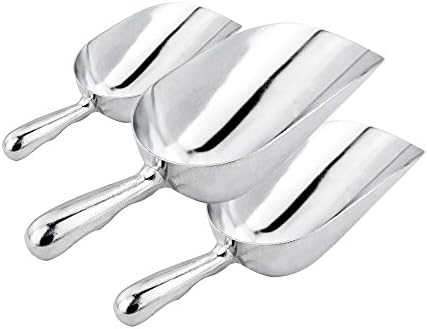Aluminum Ice Rice Flour Shovel Scoops Tongs Tools Silver Tone, Set of 3 (3)