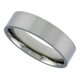 Stainless Steel 1/4 in. (6 mm) Satin Finish Comfort Fit Flat Band (Available in Sizes 7 to 14), size 7: Jewelry