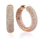 14K Rose Gold 2.00ct Diamond Inside Out Hoop Earrings