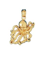 Dazzlers Solid 14k Gold Octopus Charm Pendant Available in three colors from jewelsberry (weights: 2.0 grams only)