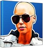 Amber Rose - Pop Art Print (Multicolour; Blue Background) 30 x 30 x 2 cm Medium Square Deep Box Canvas