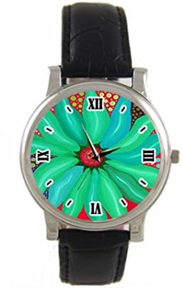Tie Dye Hippie Hippie Custom Diy Personalized Photo Analog Watch with Black Leather Perfect Gift