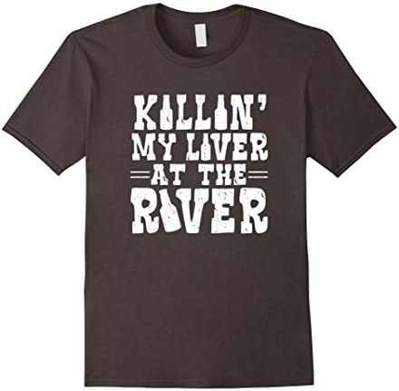 Men's Killin' My Liver At The River Tshirt Float Vacation Funny Large Asphalt