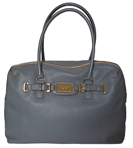 Michael Kors Slate Leather Hamilton Weekender Satchel Tote Handbag Bag