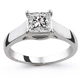 Platinum 1.00 Carat Princess Cut Trellis Setting Solitaire Diamond Enagement Ring - (G-H;SI1-2)