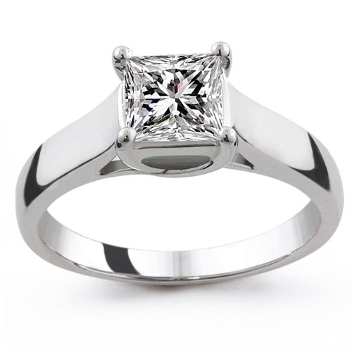 18k White Gold 3/4 Carat Princess Cut Trellis Setting Solitaire Diamond Ring (G H;SI1 2) 41QH%2BvXajWL 18k White Gold 3/4 Carat Princess Cut Trellis Setting Solitaire Diamond Ring (G H;SI1 2)