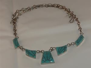 Genuine Turquoise Jewelry Inlaid Silver Necklace - NK-0015