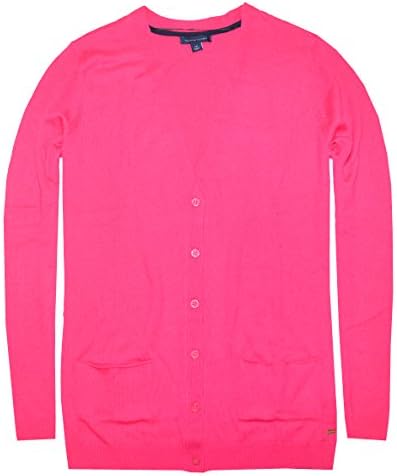 Tommy Hilfiger Women V-Neck Cardigan Sweater (L, American Rose)