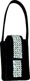 Nicole Miller Suede Front Flap Universal Cell Phone Carry Case with Hand Strap, Black with Clear Gems