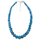 Silvermoon Sterling Silver Graduated Blue Turquoise Coin Necklace