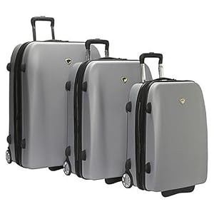 International Traveller 0217-001/3-slv Polycarb Exp Luggage Set - Silver