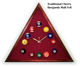 Cherry Triangle Billiard Clock Burgandy Mali Felt