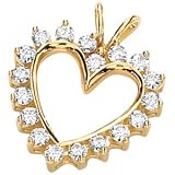 14k Yellow-gold Polished Heart Shaped Pendant 1 CTTW Eighteen -2.50MM Round Very Good Faceted Moissanite Stones