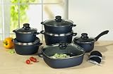 Produkt-Bild: Karcher 112327 Kochtopf Set - hochwertiges 12-teiliges Aluguss Kochtopf Set mit Rechteckpfanne  - 3-fach Antihaftbeschichtung - blau