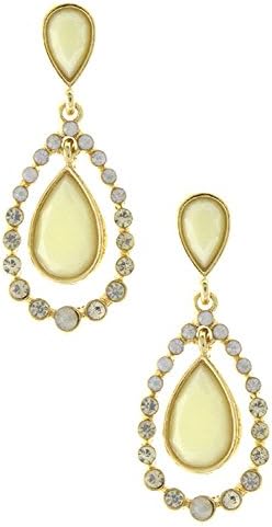 VICTORIA KORS ELEGANT FACETED TEARDROP AND RHINESTONE DANGLE EARRING (Ivory)
