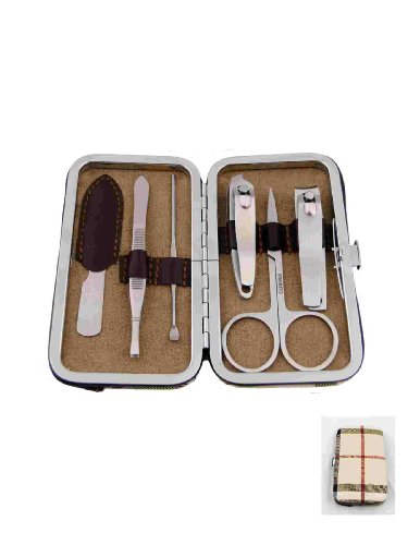 Premium-quality 6-Piece Manicure Set (Sand Plaid Case)