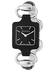Gucci Womens YA130402 Gucci 1921 Black Leather Bangle and Case Watch