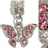 Pink Crystal Butterfly Charm - Crystal Color as Pictured