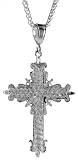 Sterling Silver 2 5/16' (59 mm) Diamond Cut Cross Pendant