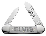 Case Knives 17503 Canoe Elvis Presley 42131 SS Pattern Pocket Knife with Embellished Smooth White Synthetic Handles