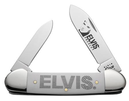 Case Knives 17503 Canoe Elvis Presley 42131 SS Pattern Pocket Knife with Embellished Smooth White Synthetic Handles Case Knives 17503 Canoe Elvis Presley 42131 SS Pattern Pocket Knife with Embellished Smooth White Synthetic Handles