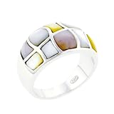 Sterling Silver Multi Color Faux Mother Of Pearl Ring