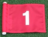 White Numbered - Red Jr. (8 L x 6 H ) Marker Flags For Golf & Putting Green Applications, #1