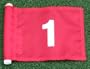 White Numbered - Red Jr. (8" L x 6" H ) Marker Flags For Golf & Putting Green Applications, #1