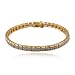 18k Yellow Gold Plated Sterling Silver Genuine Diamond Channel Set Rolex Like Band Bracelet, 7.25