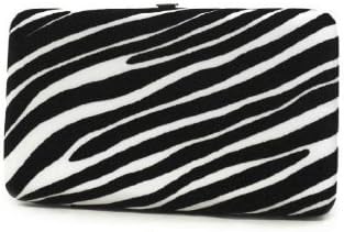 White Faux Leather Wallet with Black Velvet Tiger Stripes - Ladies Fashion Wallet
