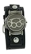 Biker Brass Knuckles Flip Watch With Black Leather Cuff Band US-W0958