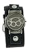Biker Brass Knuckles Flip Watch With Black Leather Cuff Band US-W0958