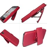 Stand Stander Belt Clip Cover+Hard Back Case Cover for Apple iPhone 4 4G 4S AT&T and Verizon Red