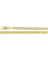 3mm 14K Yellow Gold Solid Concave Curb Classic Link Chain Necklace with Secure Lobster Claw Lock Clasp - 24" inches