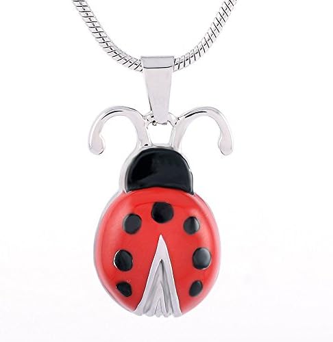 Peerless Pieces Urn Necklace Cremation Memorial Keepsake Stainless Steel 18" Ladybug #54