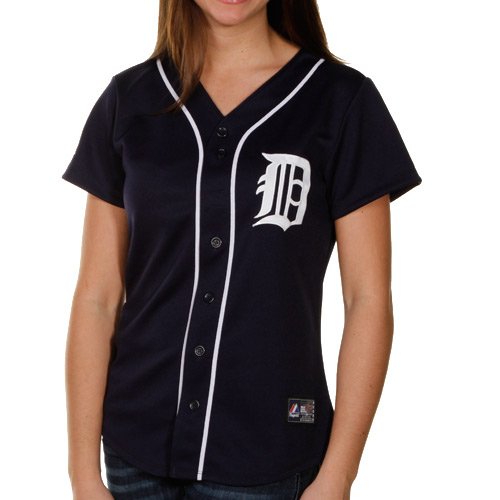 Majestic Detroit Tigers Ladies Replica Jersey - Navy Blue (Large)