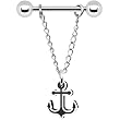 Black White Anchor Chain Dangle Nipple Ring