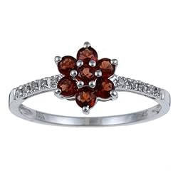 10k White Gold Garnet and Diamond Ring