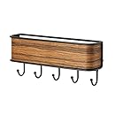 InterDesign Realwood Mail, Letter Holder, Key Rack Organizer for Entryway, Kitchen - Bronze/Rosewood Finish