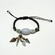 Hand-knotted Jade Longevity Dangling Bracelet - Brown Adjustable Cord