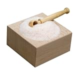 Berard France Hand Turned Olive Wood Salt Spoon and Scandinavian Salt Box Dispenser - New