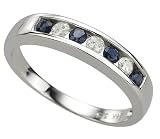 14K White Gold Sapphire and Diamond Band