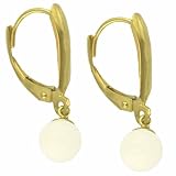 10K Gold Mother of Pearl Leverback Earring