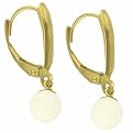 10K Gold Mother of Pearl Leverback Earring