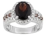 2.58CTW GARNET AND DIAMOND ACCENT PLATINUM OVER STERLING SIVLER RING