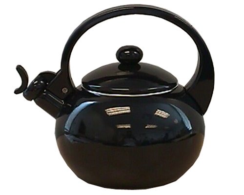 Reston Lloyd Ellipse 2-1/2-Quart Enamel-on-Steel Whistling Teakettle, Black