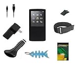 8 Items Accessory Combo Kit for Sony Walkman NWZ-E353 & NWZ-E354 Series: Includes Black Silicone Skin Case Cover, Armband, Belt Clip, LCD Screen Protector, USB Wall Charger, USB Car Charger, 2in1 USB Data Cable and Light Blue Fishbone Style Keychain