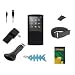 8 Items Accessory Combo Kit for Sony Walkman NWZ-E353 & NWZ-E354 Series: Includes Black Silicone Skin Case Cover, Armband, Belt Clip, LCD Screen Protector, USB Wall Charger, USB Car Charger, 2in1 USB Data Cable and Light Blue Fishbone Style Keychain