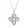 14k White Gold 4-Stone Diamond Floral Pendant (.11 cttw, J Color, I2 Clarity), 18"