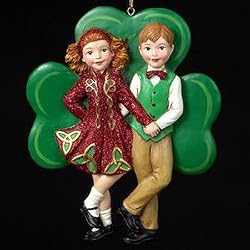 5" Dancing Irish Couple Shamrock Christmas Ornament #W20156